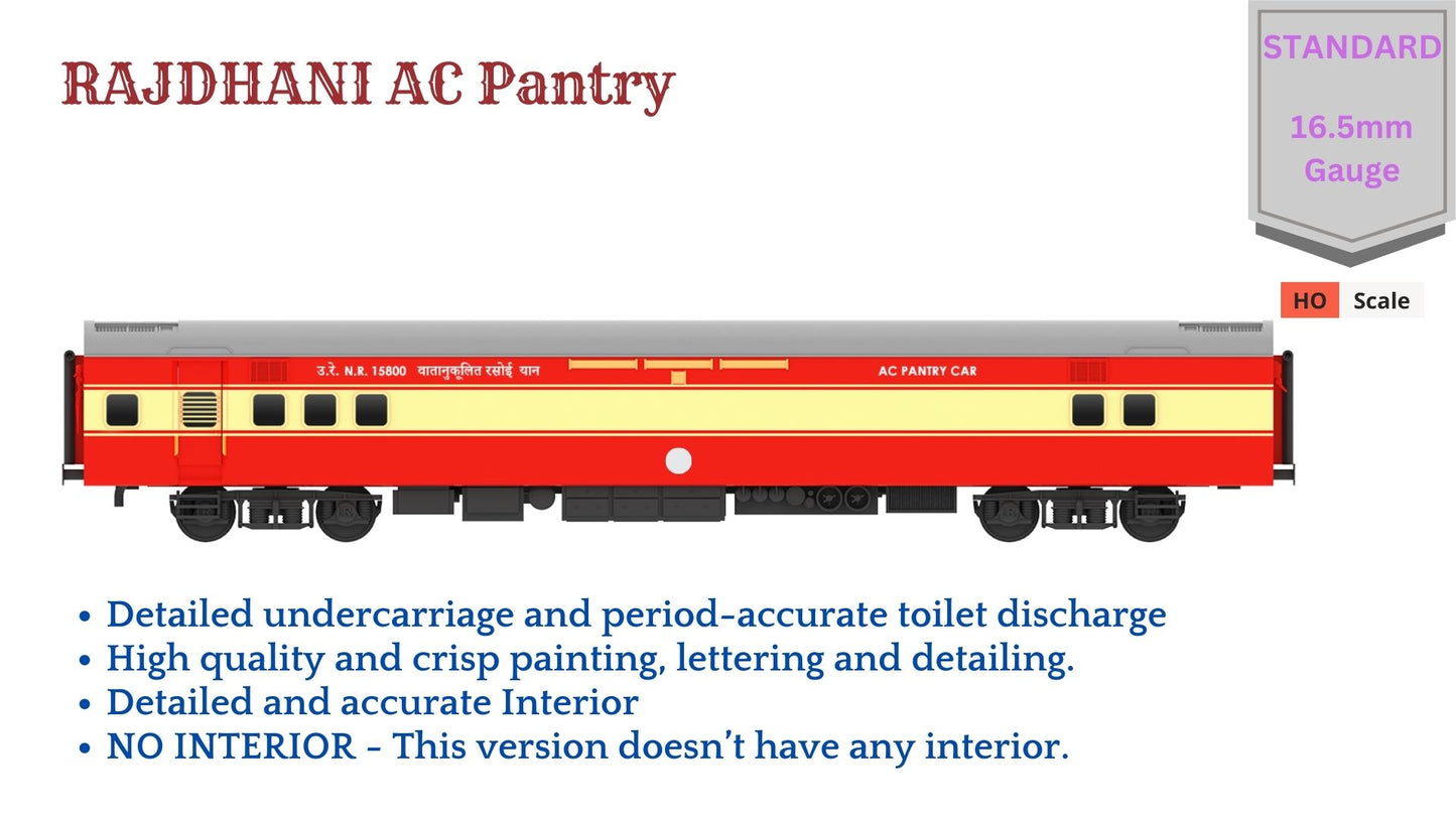 PRE-ORDER: RAJDHANI A.C PANTRY HO Scale - Red-Cream Livery Standard Version