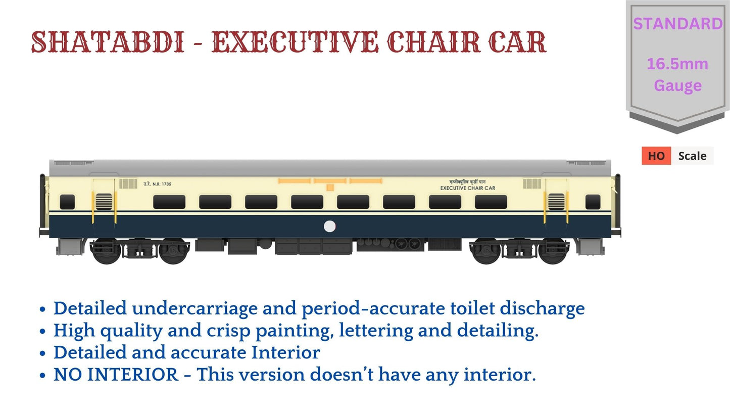 PRE-ORDER: SHATABDI - EXECUTIVE CHAIR CAR HO Scale - Standard Version