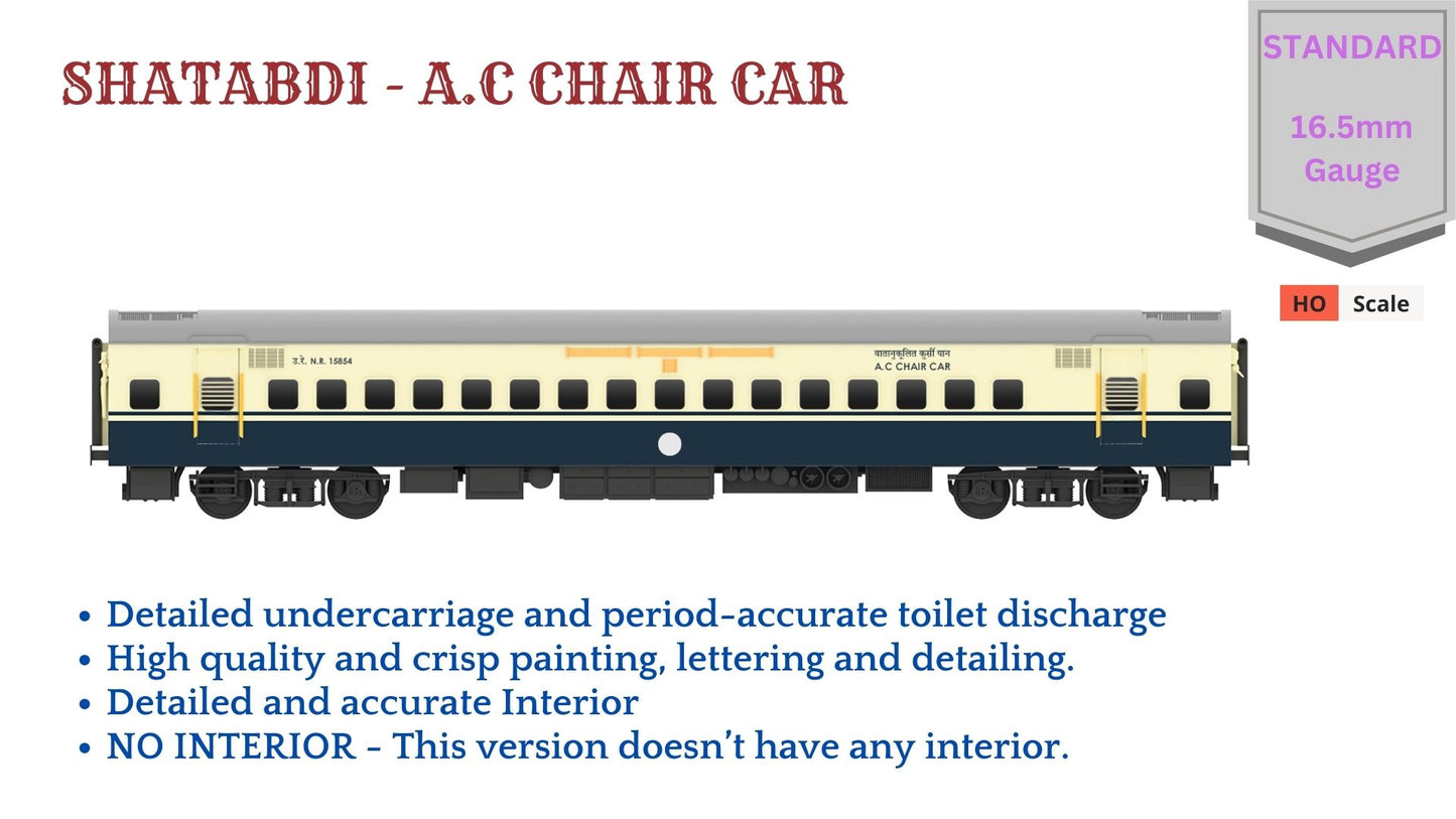 PRE-ORDER: SHATABDI - A.C CHAIR CAR HO Scale - Standard Version