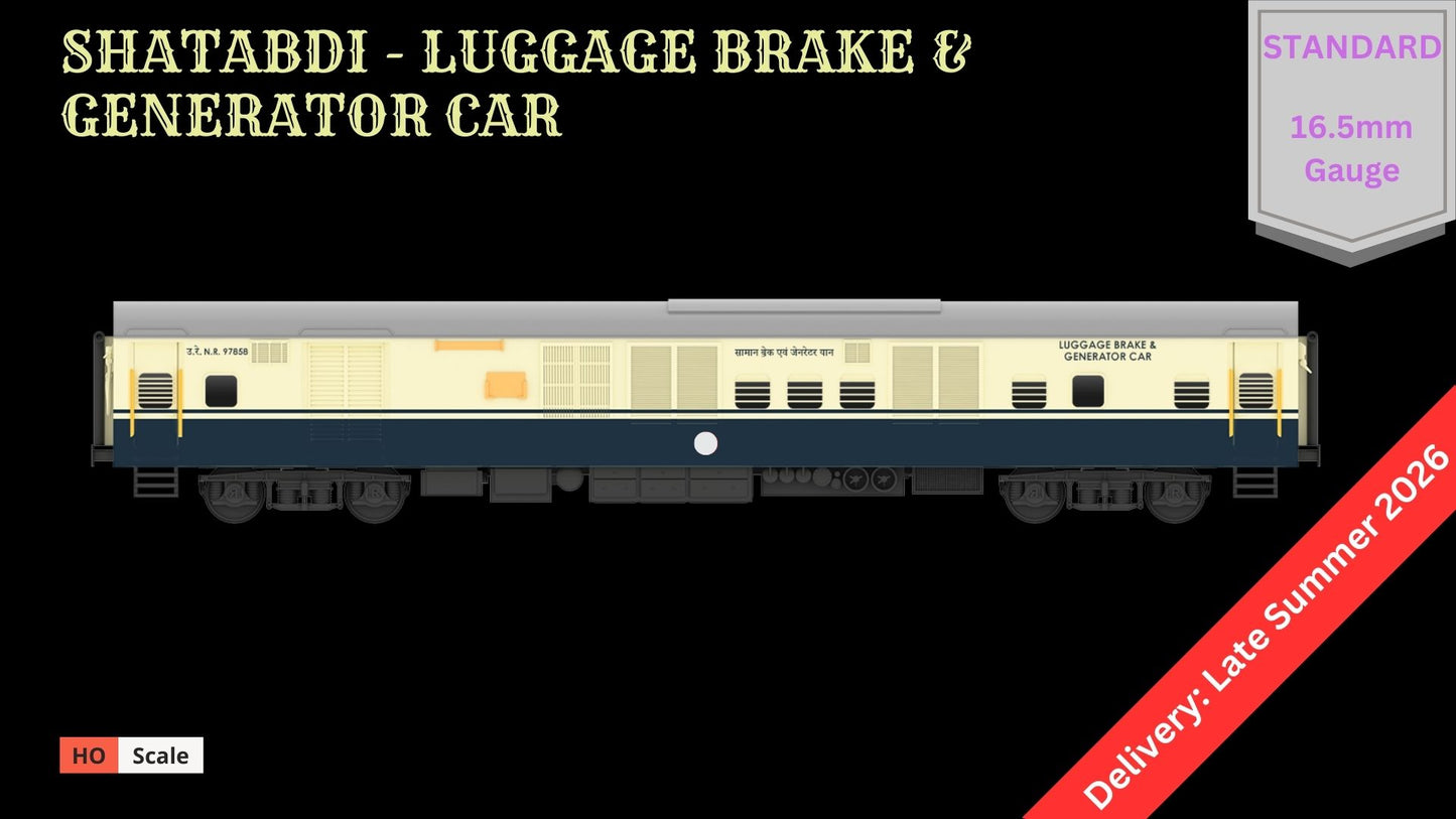 PRE-ORDER: SHATABDI - LUGGAGE BRAKE & GENERATOR CAR HO Scale - Standard Version
