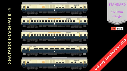 PRE-ORDER: SHATABDI COACH PACK - 1, HO Scale - Standard, pack of 5