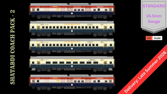 PRE-ORDER: SHATABDI COACH PACK - 2, HO Scale - Standard, pack of 5