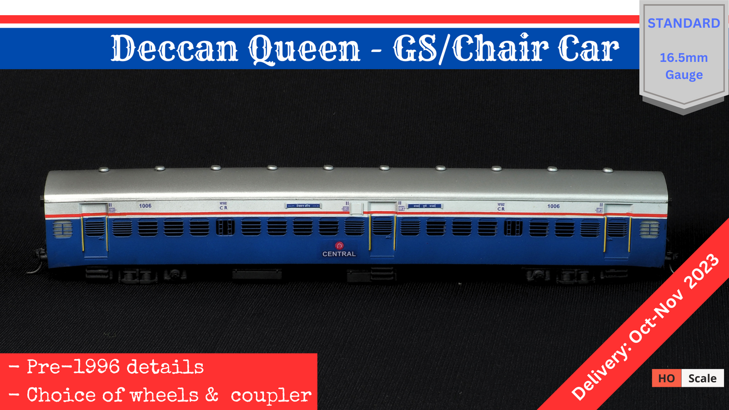 Classic Deccan Queen GS Chair Car HO Scale