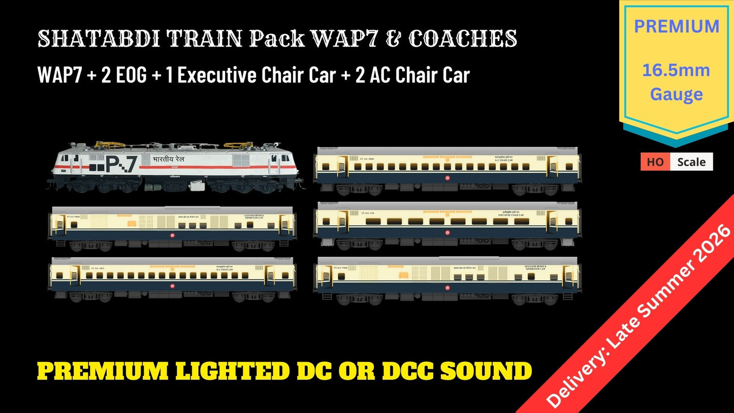 PRE-ORDER: Shatabdi Train Pack 1 with WAP7 - PREMIUM (No Tracks or Controller)