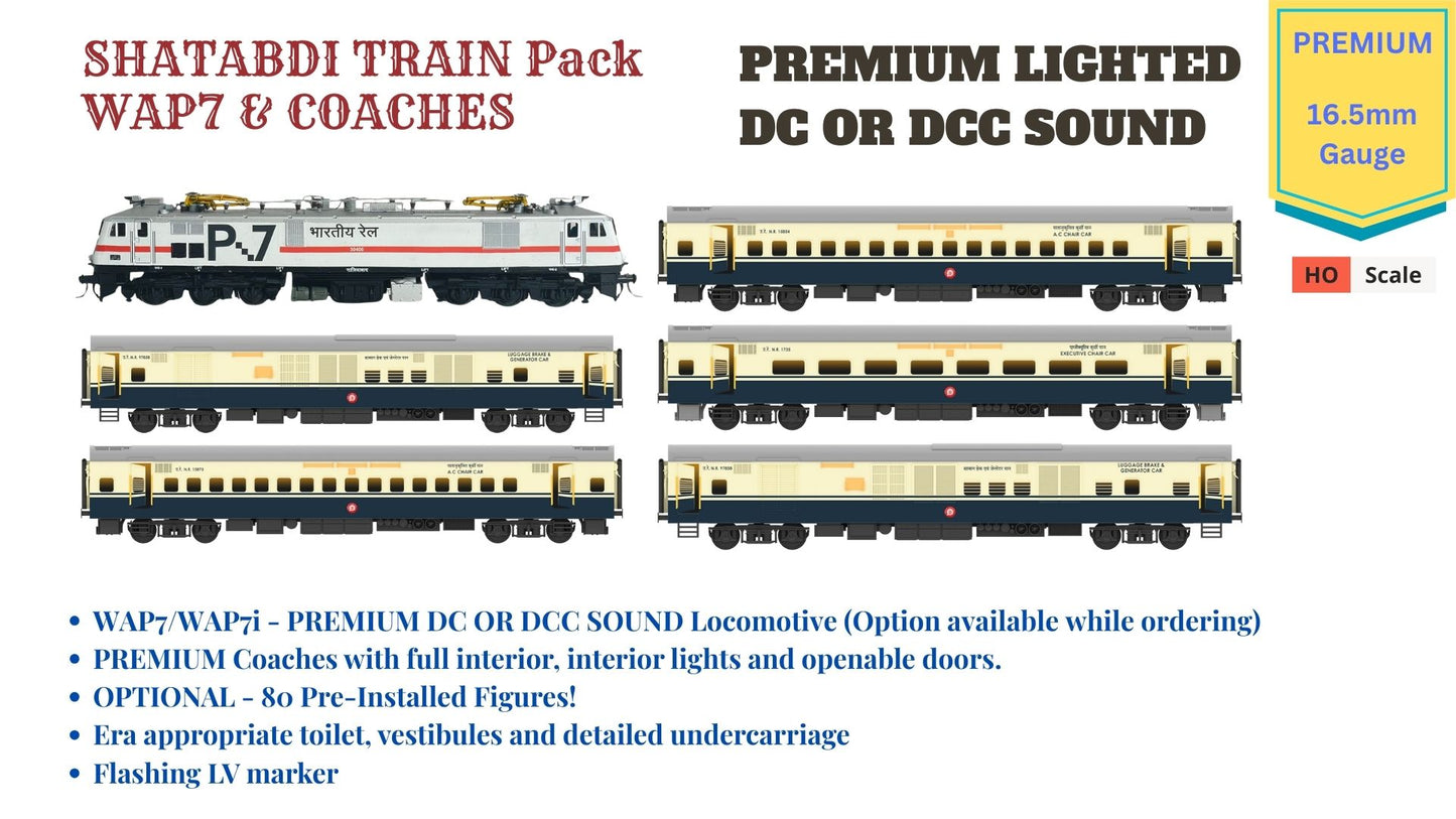 PRE-ORDER: Shatabdi Train Pack 1 with WAP7 - PREMIUM (No Tracks or Controller)