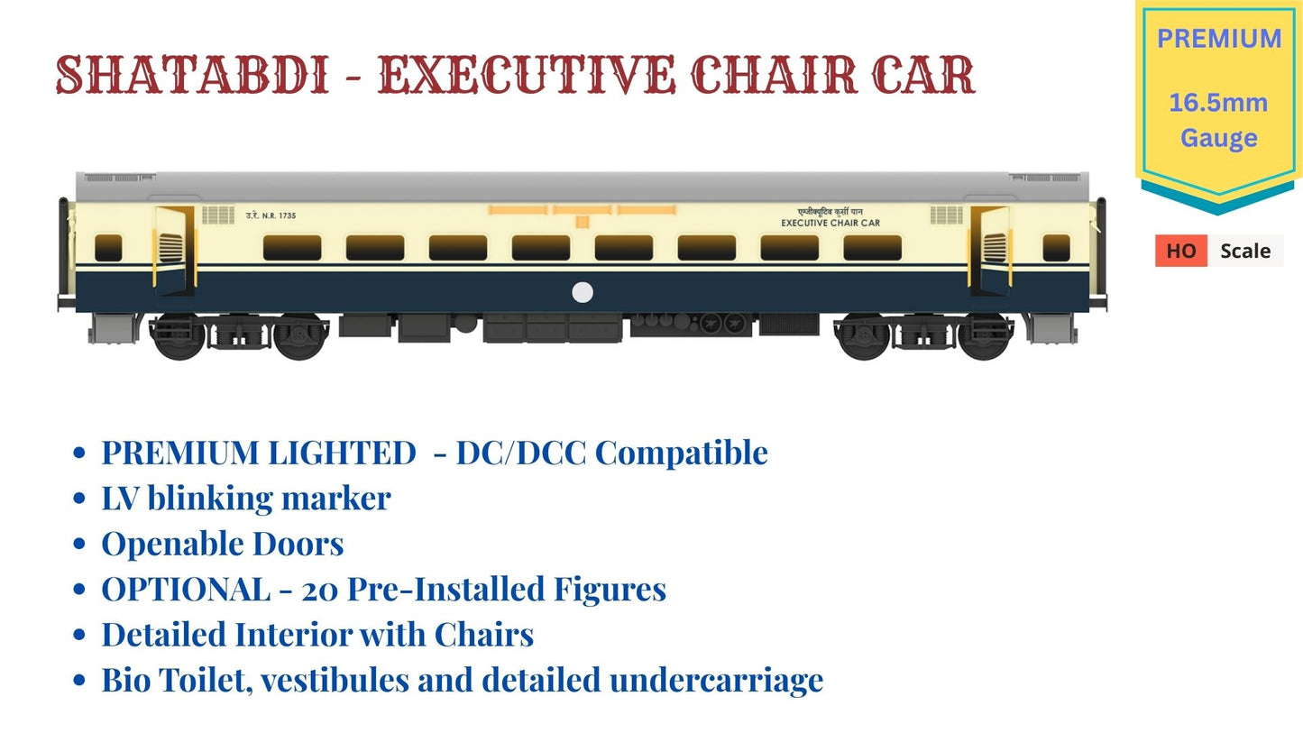 PRE-ORDER: SHATABDI - EXECUTIVE CHAIR CAR HO Scale - Premium Version