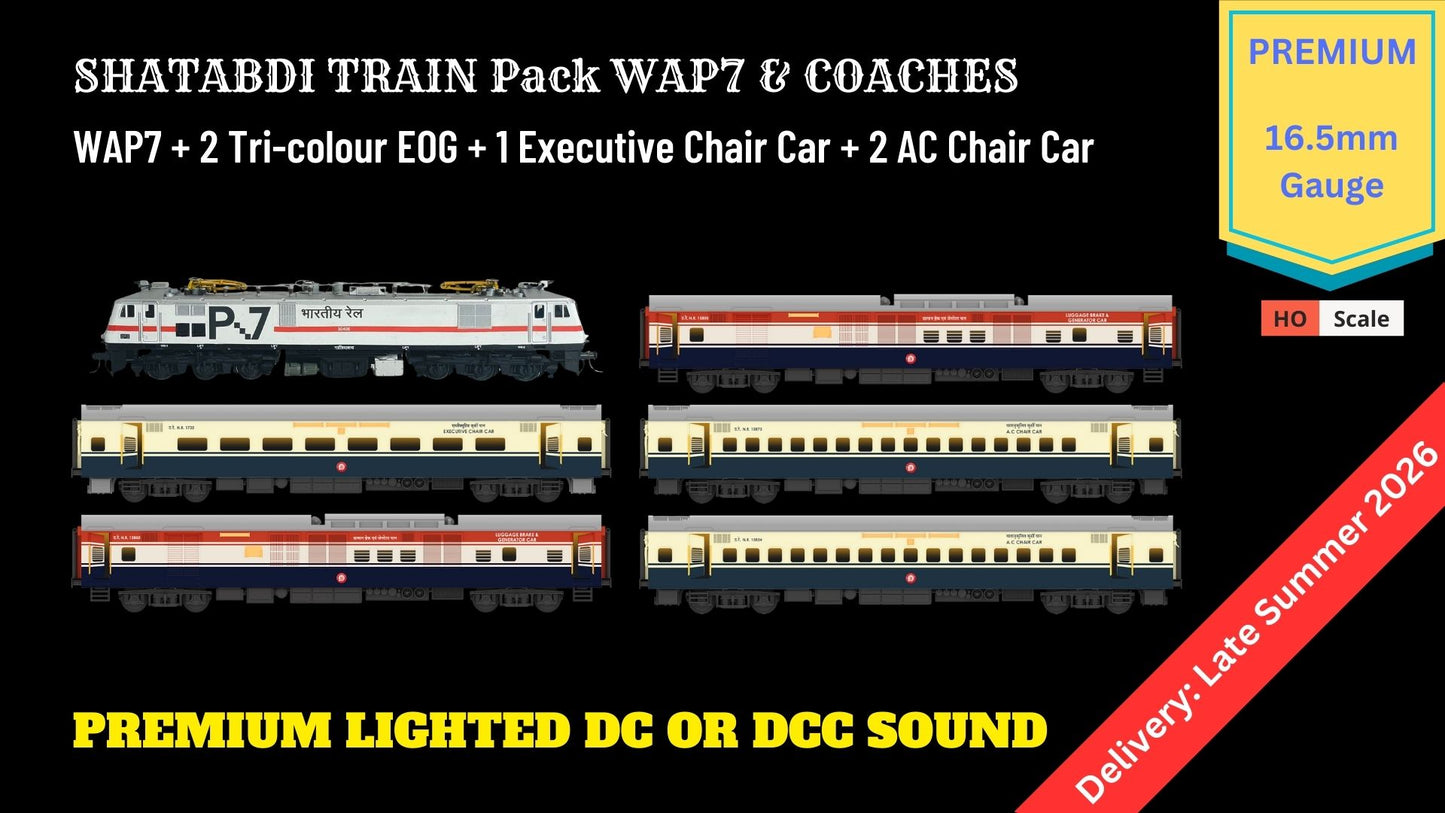 PRE-ORDER: Shatabdi Train Pack 2 with WAP7 - PREMIUM (No Tracks or Controller)