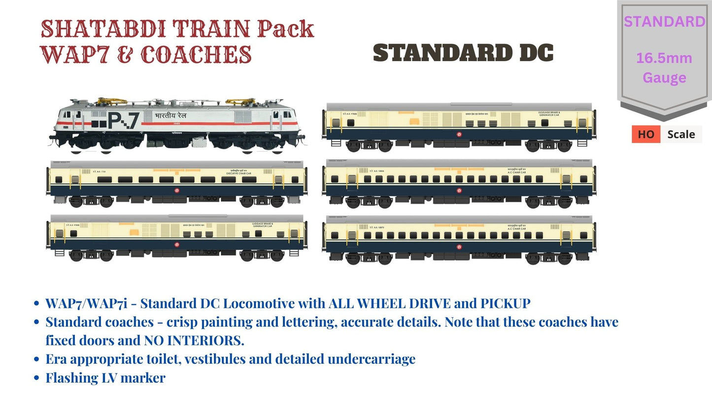 PRE-ORDER: Shatabdi Train Pack 1 with WAP7 - STANDARD (No Tracks or Controller)