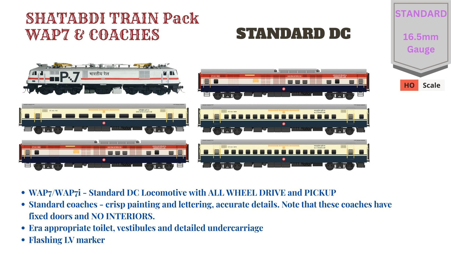 PRE-ORDER: Shatabdi Train Pack 2 with WAP7 - STANDARD (No Tracks or Controller)