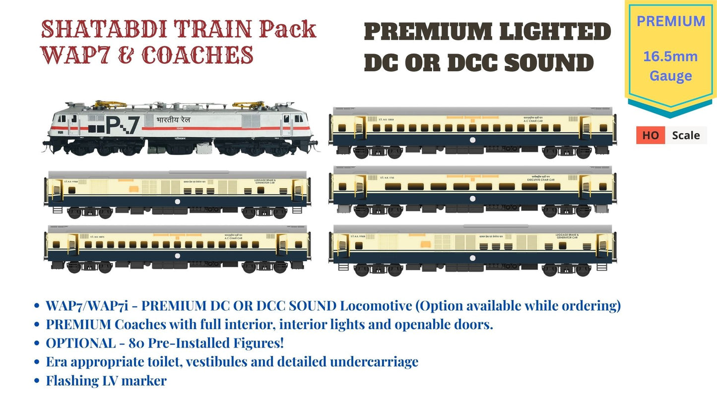 PRE-ORDER: Shatabdi Train Pack 1 with WAP7 - PREMIUM (No Tracks or Controller)