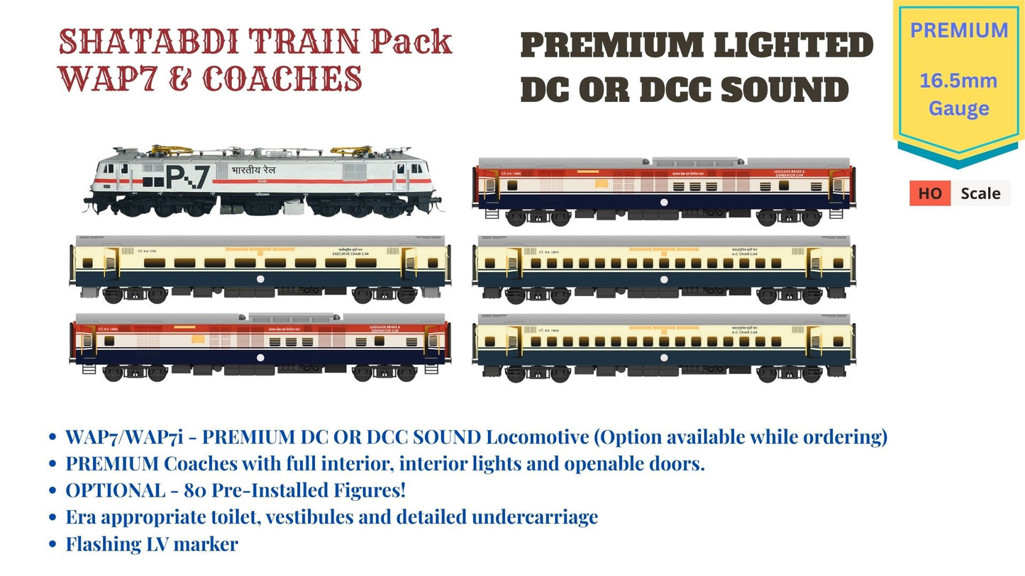 PRE-ORDER: Shatabdi Train Pack 2 with WAP7 - PREMIUM (No Tracks or Controller)