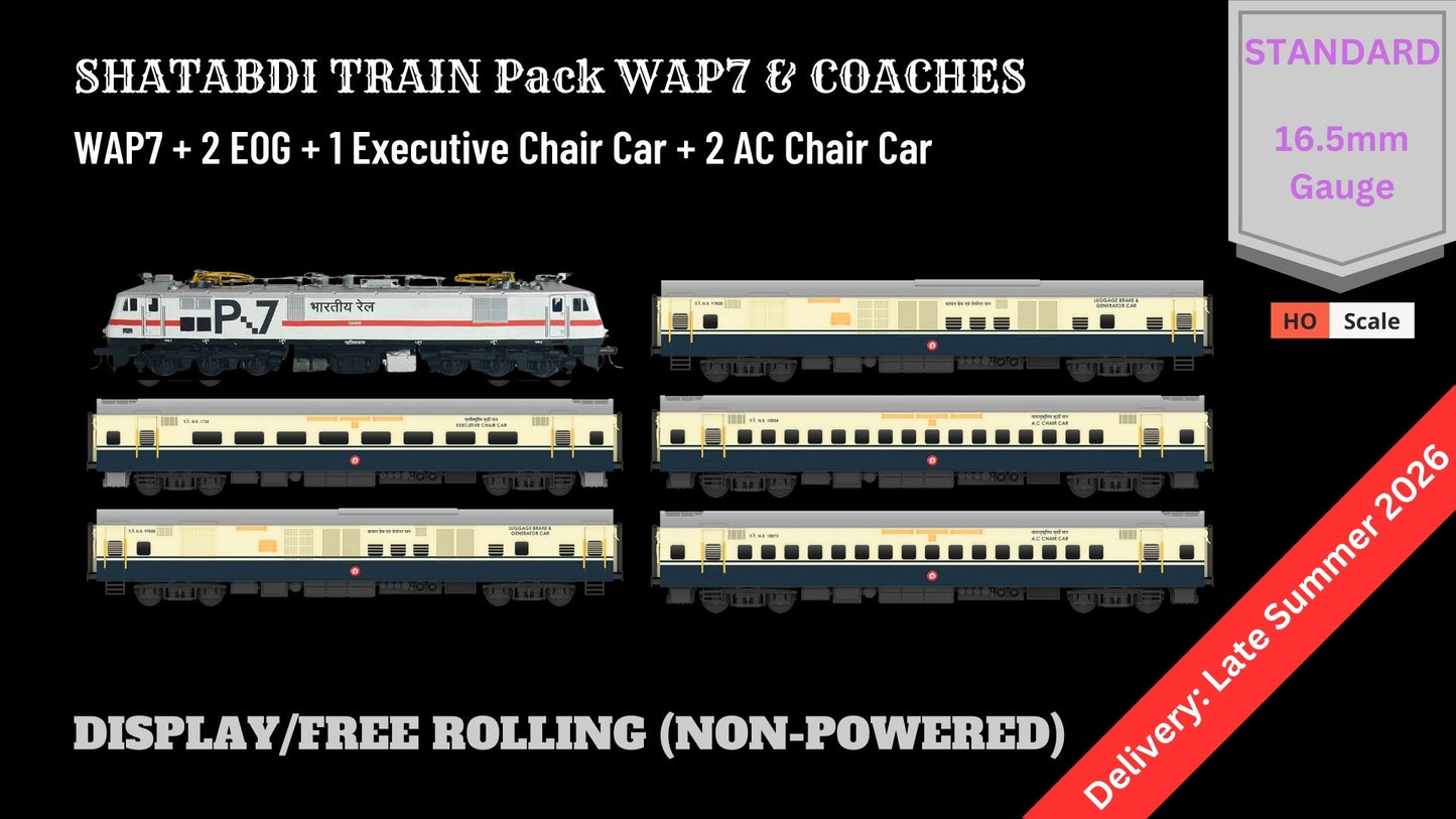 PRE-ORDER: Shatabdi Train Pack 1 with WAP7 - DISPLAY/Free Rolling