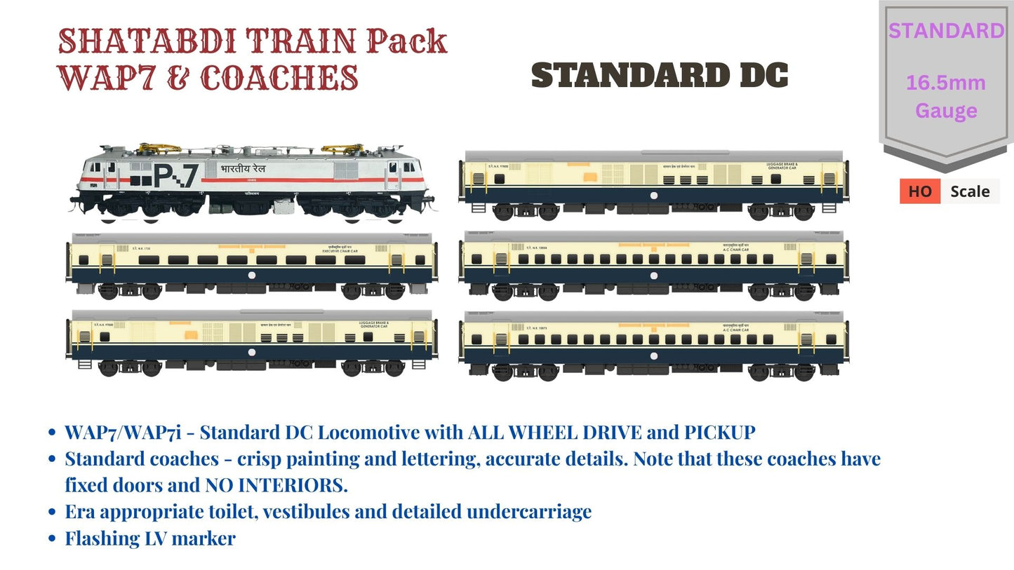 PRE-ORDER: Shatabdi Train Pack 1 with WAP7 - STANDARD (No Tracks or Controller)