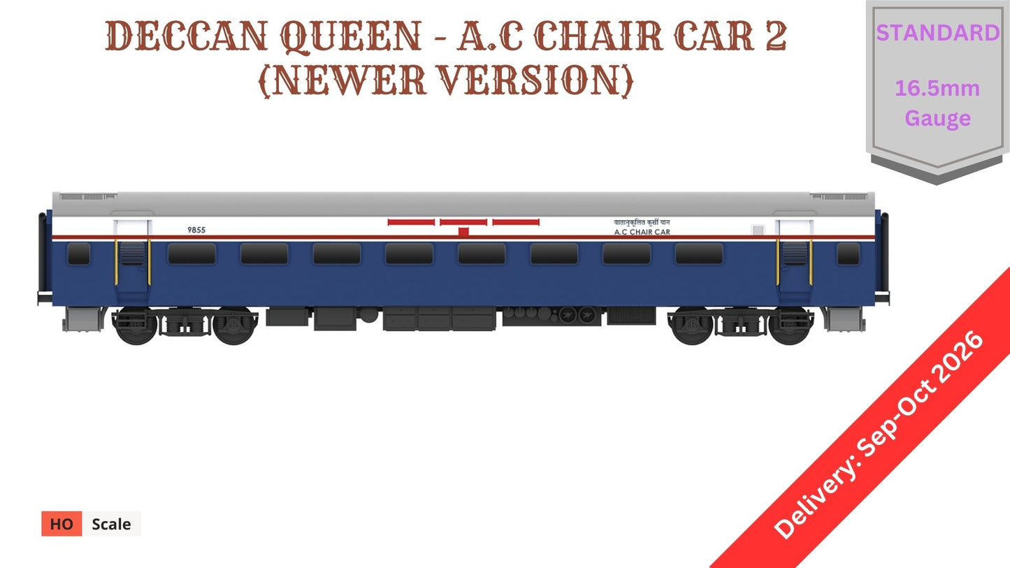 PRE-ORDER: DECCAN QUEEN - AC CHAIR CAR 2 (Newer Version), HO Scale - Standard Version