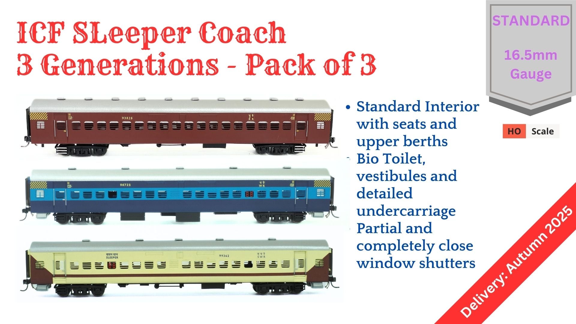 Made to Order: ICF Sleeper HO Scale - 3 Generations, Standard, pack of ...