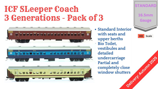 PRE-ORDER: ICF Sleeper HO Scale - 3 Generations, Standard, pack of 3