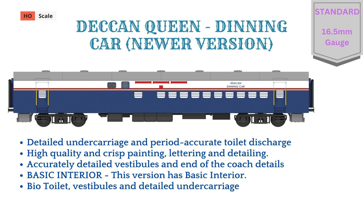 PRE-ORDER: DECCAN QUEEN - DINING CAR (Newer Version), HO Scale - Standard Shell