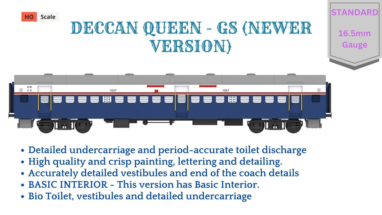 PRE-ORDER: DECCAN QUEEN - ICF GS (Newer Version), HO Scale - Standard Shell