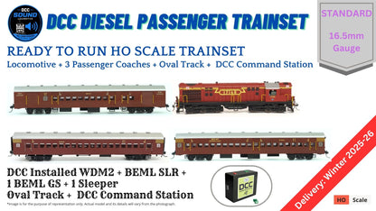 PRE-ORDER: DCC TRAIN SET: Diesel Passenger Train: Old Maroon Livery (With Track and Controller)