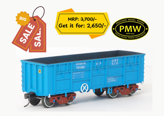 ON SALE: BOXN-HS Freight Wagon, HO Scale, Free Rolling - Metal Wheels & Couplers - Blue