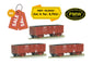 ON SALE: BOXN Pack of 3 HO Scale, Free Rolling - Metal Wheels & Couplers - Mixed Color