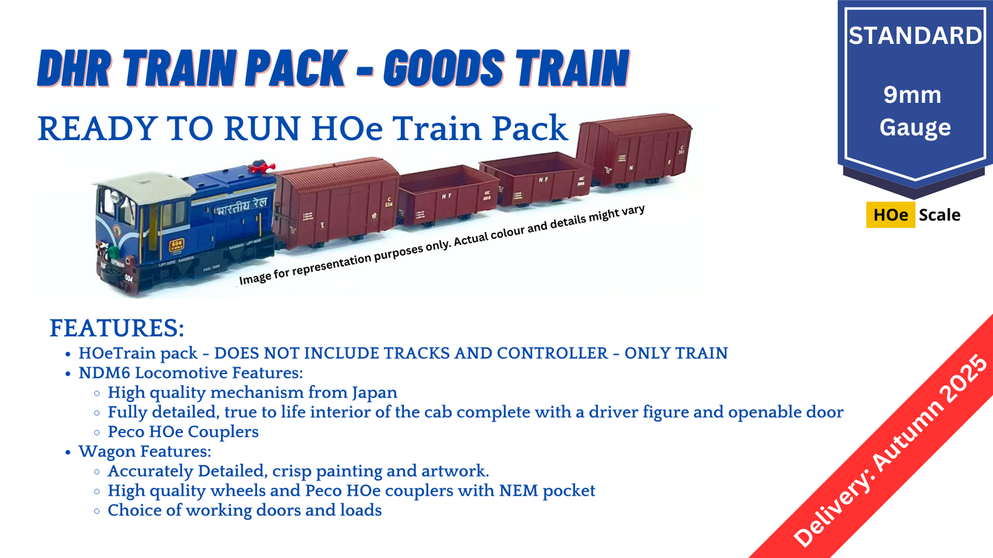 PRE-ORDER: HOe Ready to Run DHR Goods Train Pack (NO Tracks and Controller)