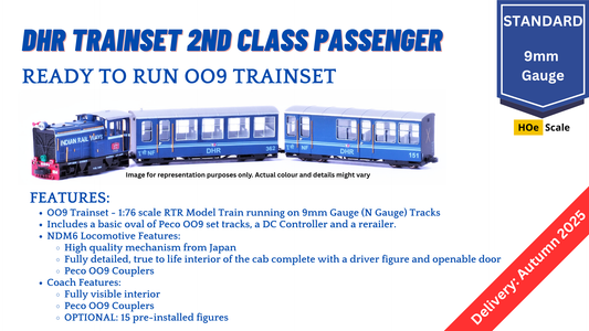 PRE-ORDER: Ready to Run HOe DHR Trainset, 2nd Class (With Tracks and Controller)