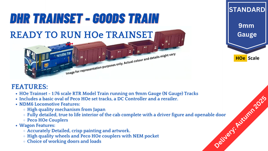 PRE-ORDER: HOe Ready to Run DHR Goods Trainset (With Tracks and Controller)