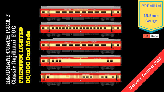 PRE-ORDER: ICF RAJDHANI COACH PACK 2, HO Scale - PREMIUM, pack of 5
